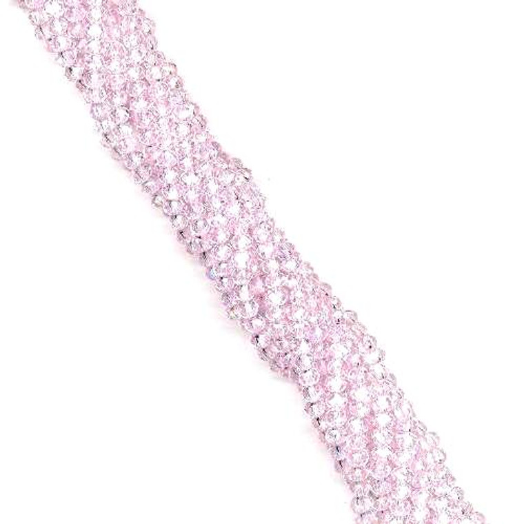 3x2mm Glass Crystal Rondelle Beads - Light Pink