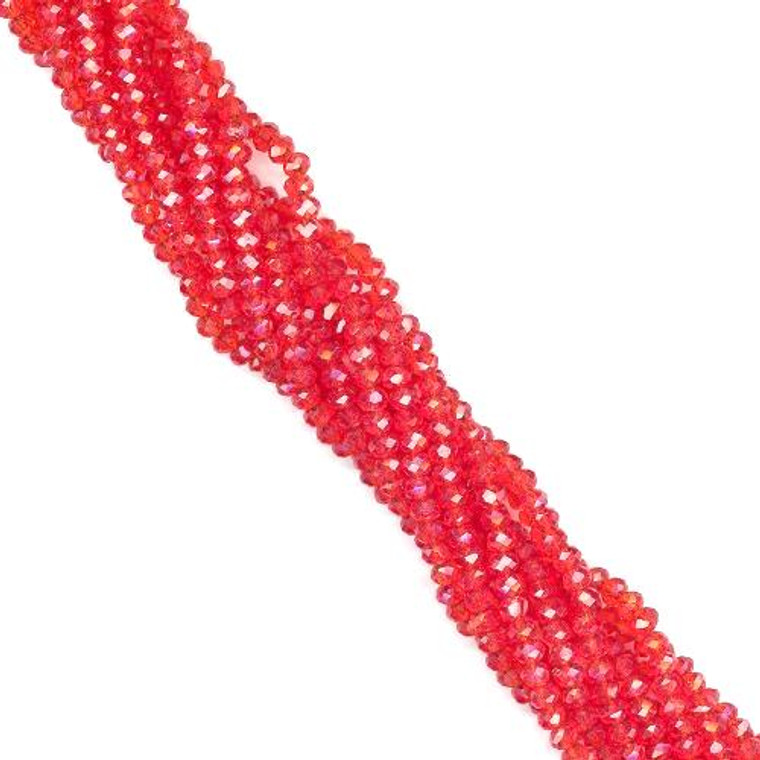 3x2mm Glass Crystal Rondelle Beads - Fire Topaz
