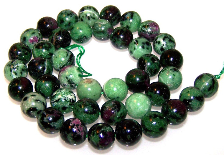 Ruby Zoisite 10mm Round Semiprecious Gemstone Beads