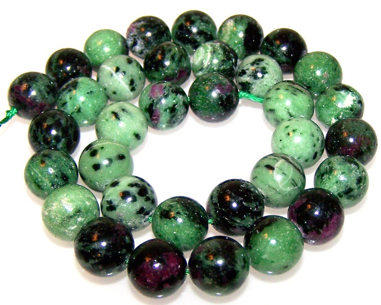 Ruby Zoisite 12mm Round Semiprecious Gemstone Beads