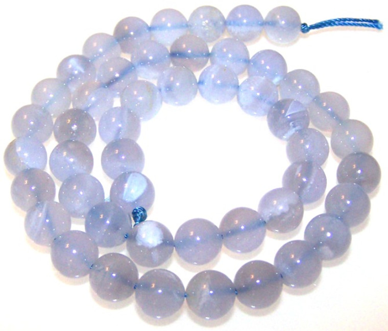 8mm Round Semiprecious Gemstone Beads - Blue Chalcedony