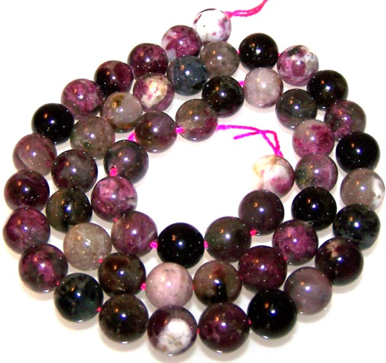 8mm Round Semiprecious Gemstone Beads - Tourmaline