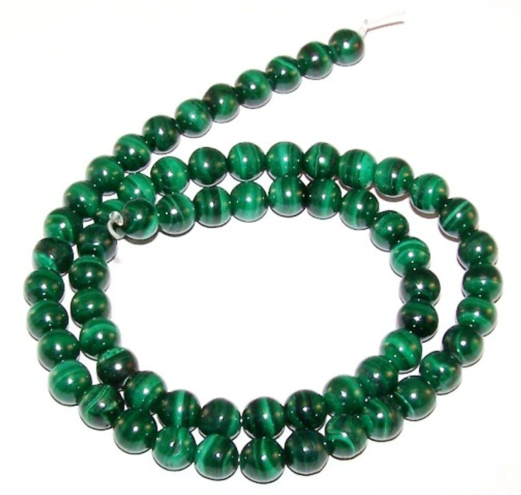 6mm Round Semiprecious Gemstone Beads - Malachite