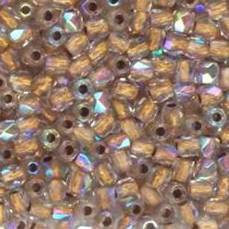 Czech 2mm Fire-Polished Glass Beads - Crystal AB Bronze Lined