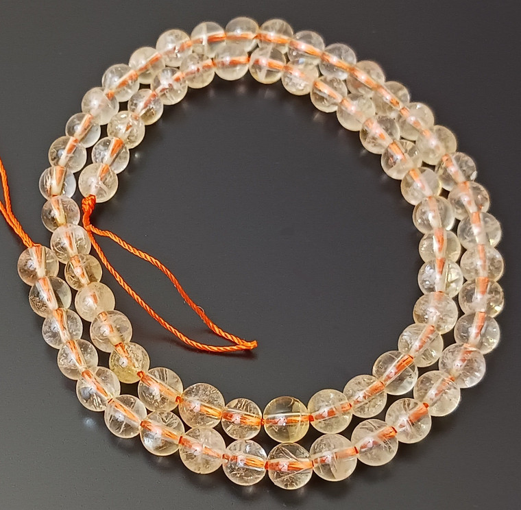 6mm Round Semiprecious Gemstone Beads - Citrine