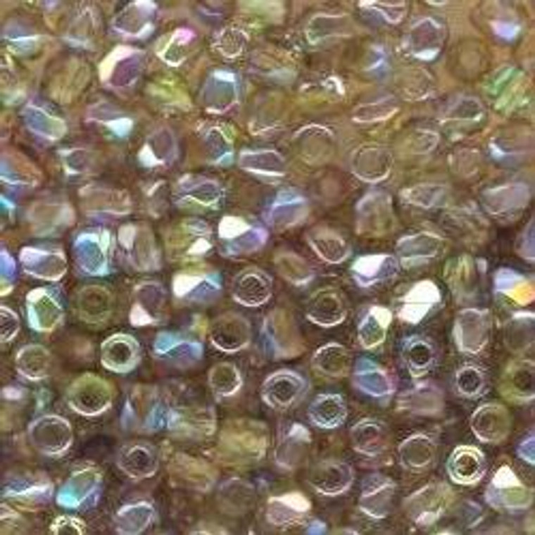 Czech 2mm Fire-Polished Glass Beads - Olive Brown Rainbow