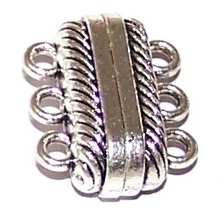 Antique Silver-Plated 18x14mm Super Strong 3-Strand Magnetic Clasps