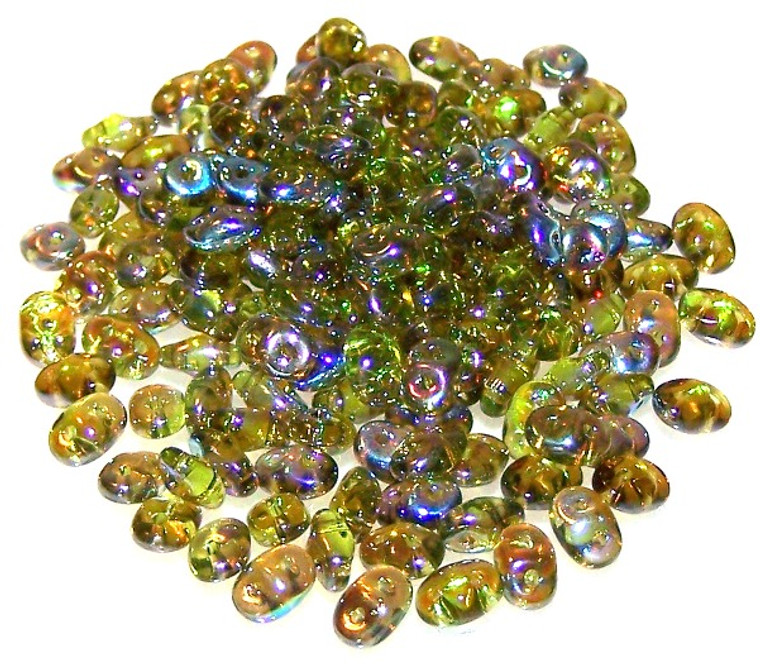 Superduo Beads - Olive Brown Rainbow