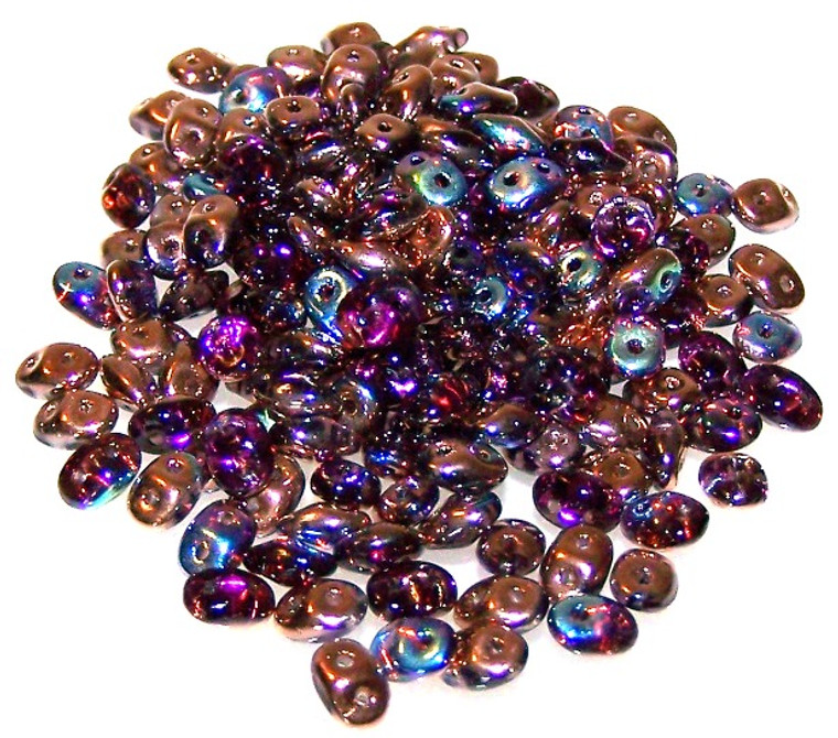 Superduo Beads - Amethyst Copper Rainbow
