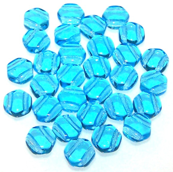 Czech Glass 6mm Honeycomb Hex 2-Hole Beads - Aqua