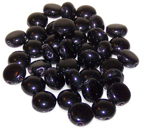 Candy Hole 8mm Czech Glass Beads - Jet