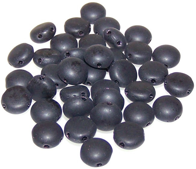 Candy Hole 8mm Czech Glass Beads - Jet Matte