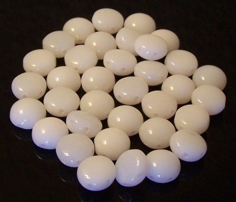 Candy Hole 8mm Czech Glass Beads - Alabaster