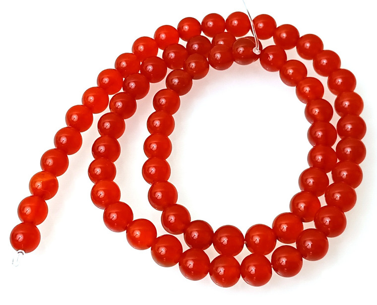 6mm Round Semiprecious Gemstone Beads - Red Carnelian
