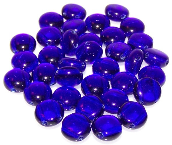 Candy Hole 8mm Czech Glass Beads - Cobalt Blue