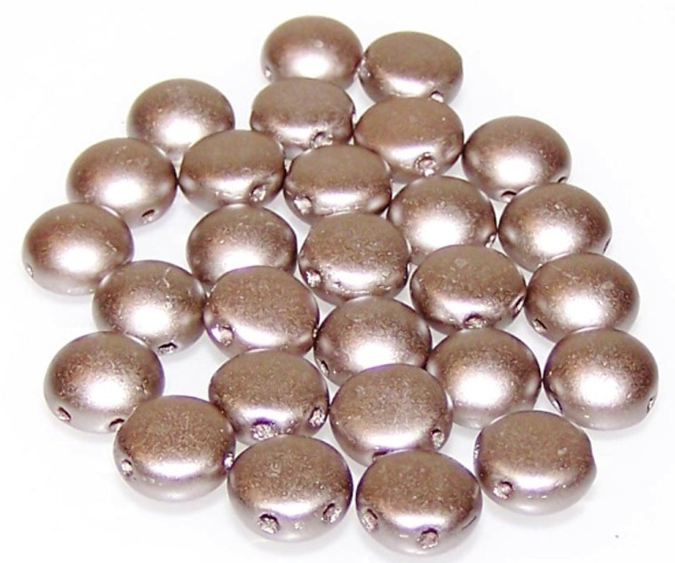 Candy Hole 8mm Czech Glass Beads - Pastel Light Brown