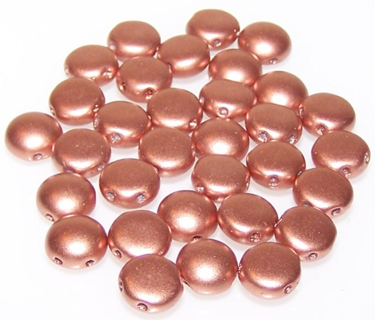 Candy Hole 8mm Czech Glass Beads - Vintage Copper