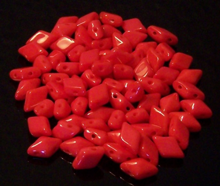 DiamonDuo 2-Hole Czech Glass 5x8mm Beads - Coral