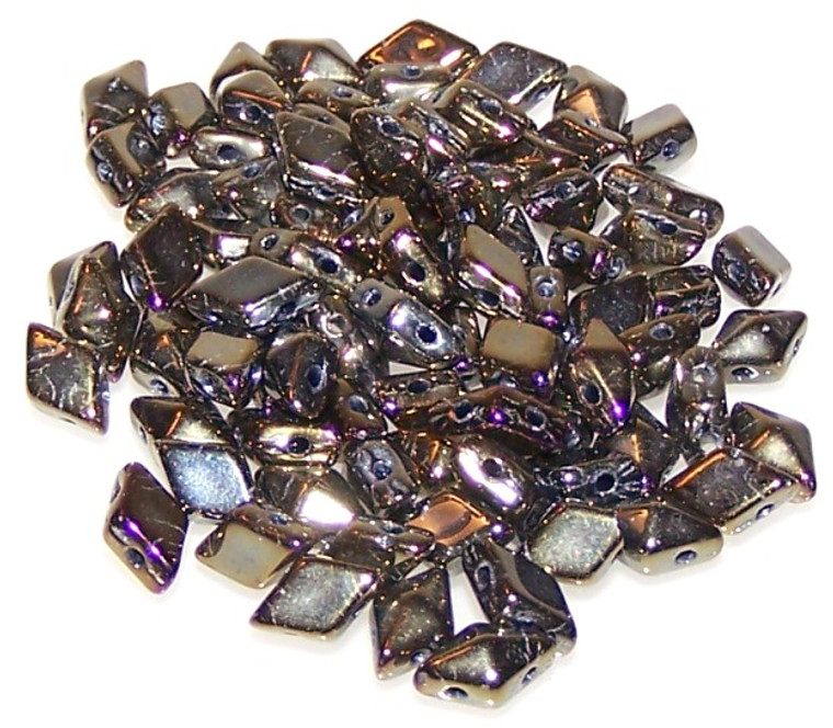 DiamonDuo 2-Hole Czech Glass 5x8mm Beads - Iris Brown