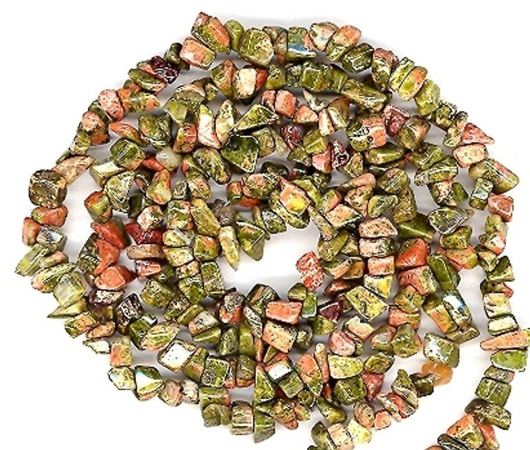 Semiprecious Gemstone Chip Beads - Unakite
