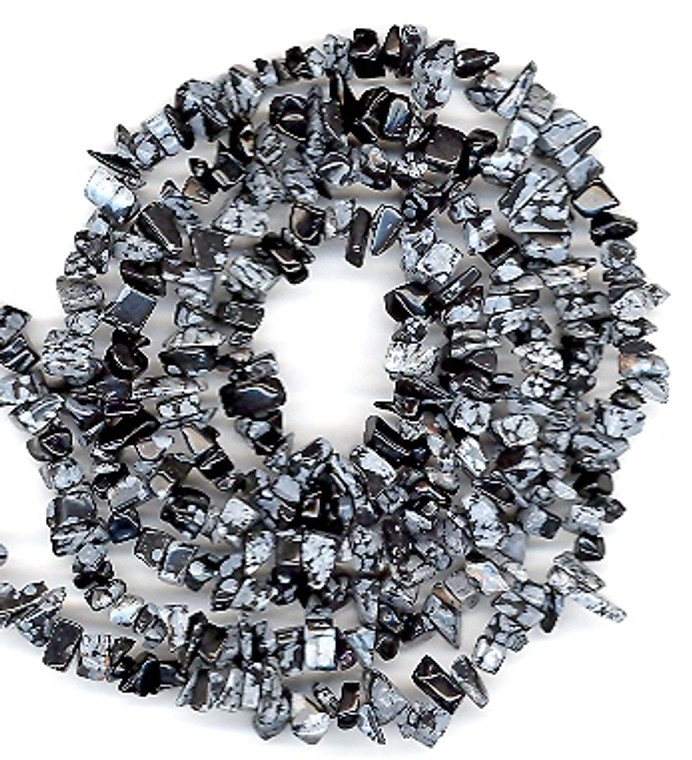 Semiprecious Gemstone Chip Beads - Snowflake Obsidian