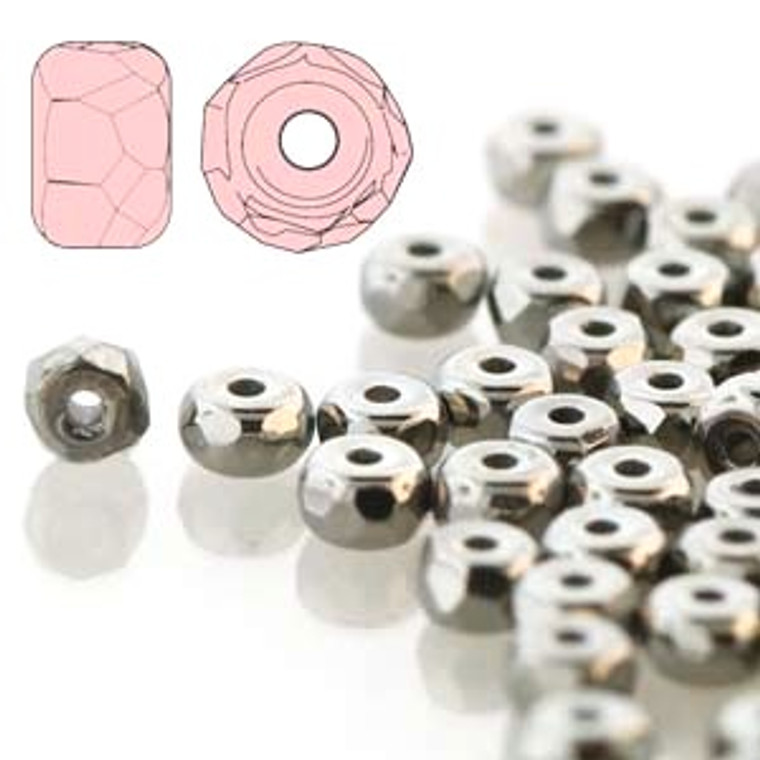 2.2x3mm Czech Glass Faceted Micro Spacers - Full Chrome