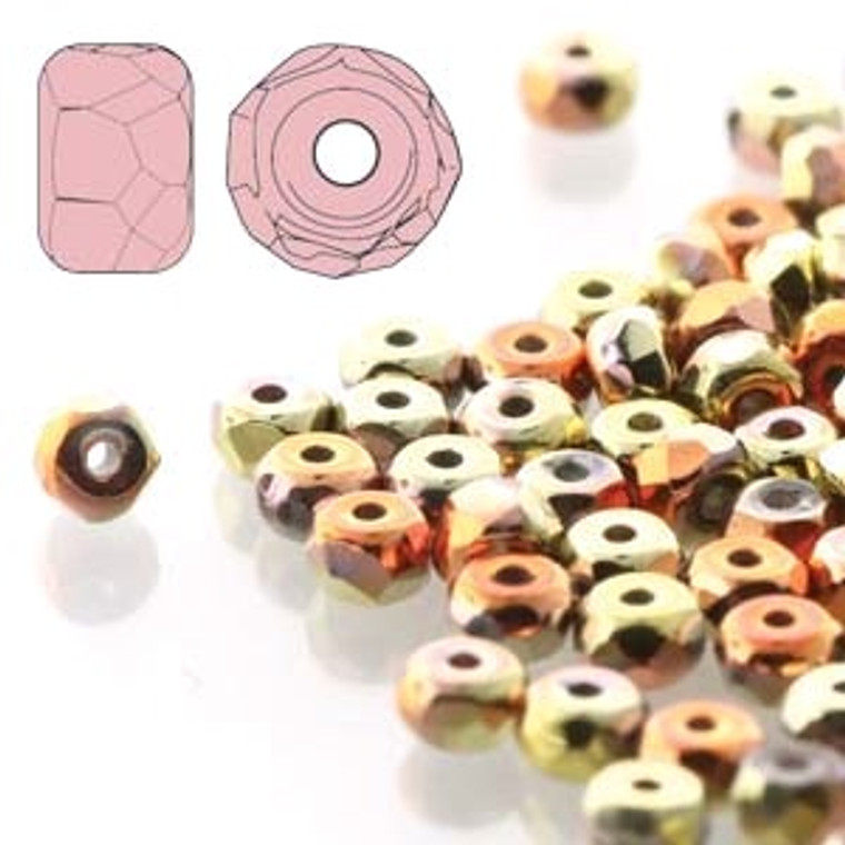 2.2x3mm Czech Glass Faceted Micro Spacers - California Gold Rush