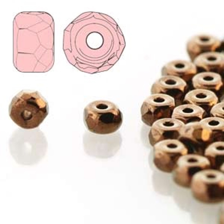 2.2x3mm Czech Glass Faceted Micro Spacers - Jet Bronze