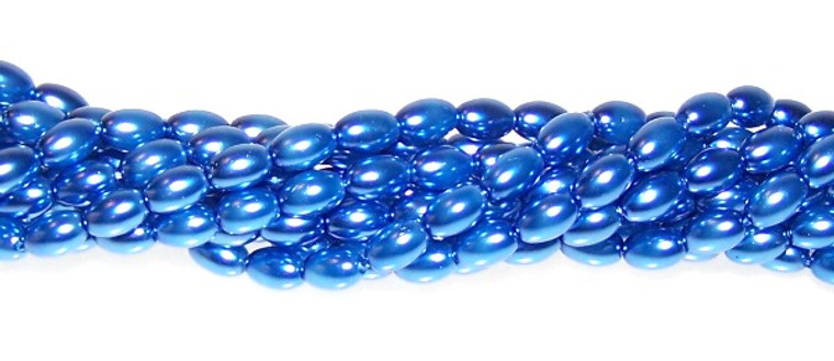Czech Glass 6x4mm Pearl Beads - Persian Blue