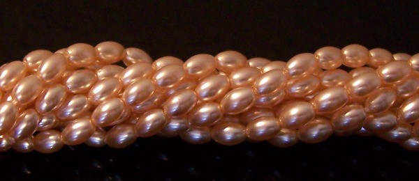 Czech Glass 6x4mm Pearl Beads - Pink Glow