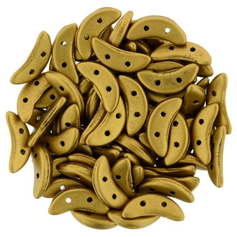 CzechMates Crescent Czech Glass Beads - Antique Gold