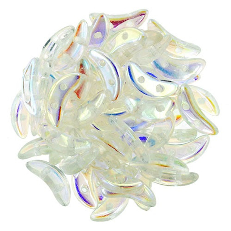 CzechMates Crescent Czech Glass Beads - Crystal AB