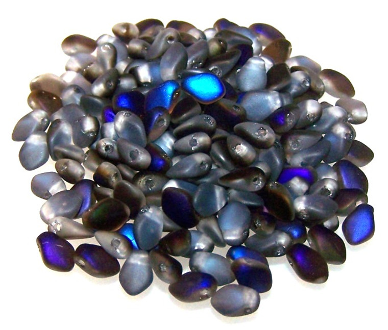 3x5mm Czech Glass Gekko Beads - Crystal Azuro Matted