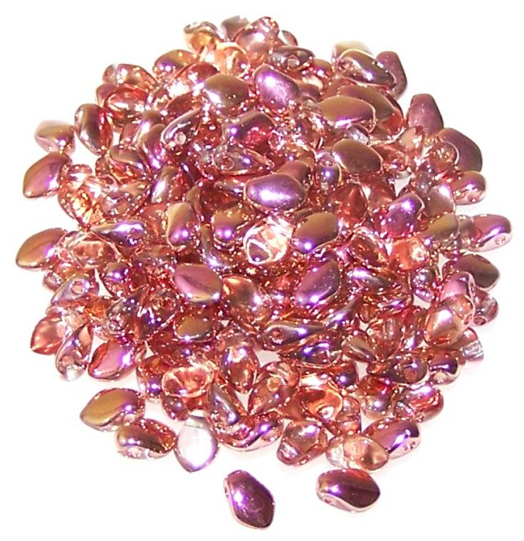 3x5mm Czech Glass Gekko Beads - Crystal Capri Rose