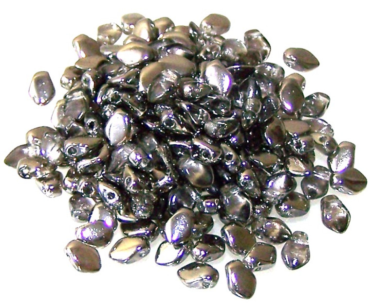 3x5mm Czech Glass Gekko Beads - Crystal Chrome