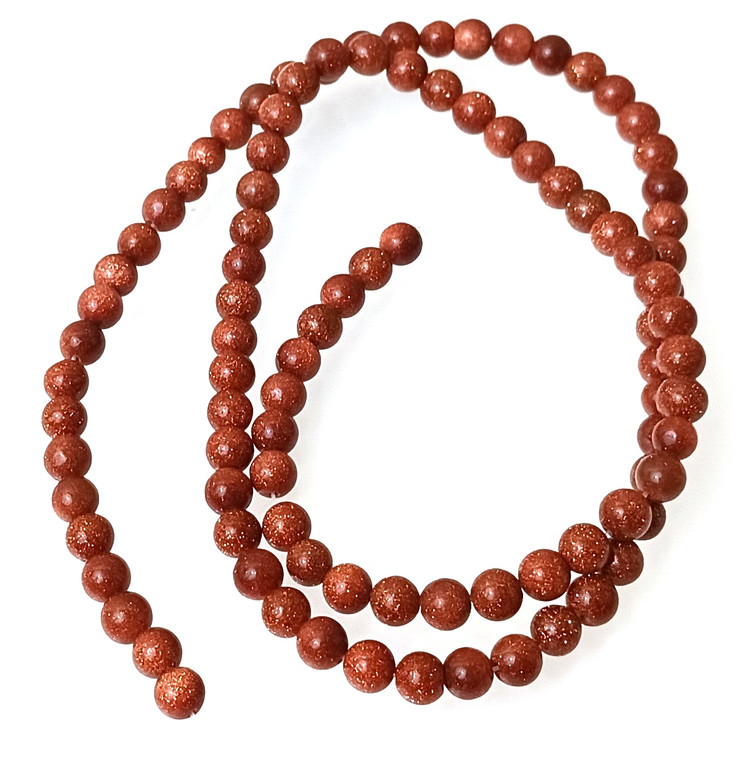 4mm Round Semiprecious Gemstone Beads - Goldstone