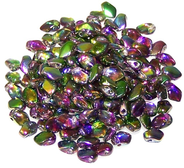 3x5mm Czech Glass Gekko Beads - Crystal Magic Orchid