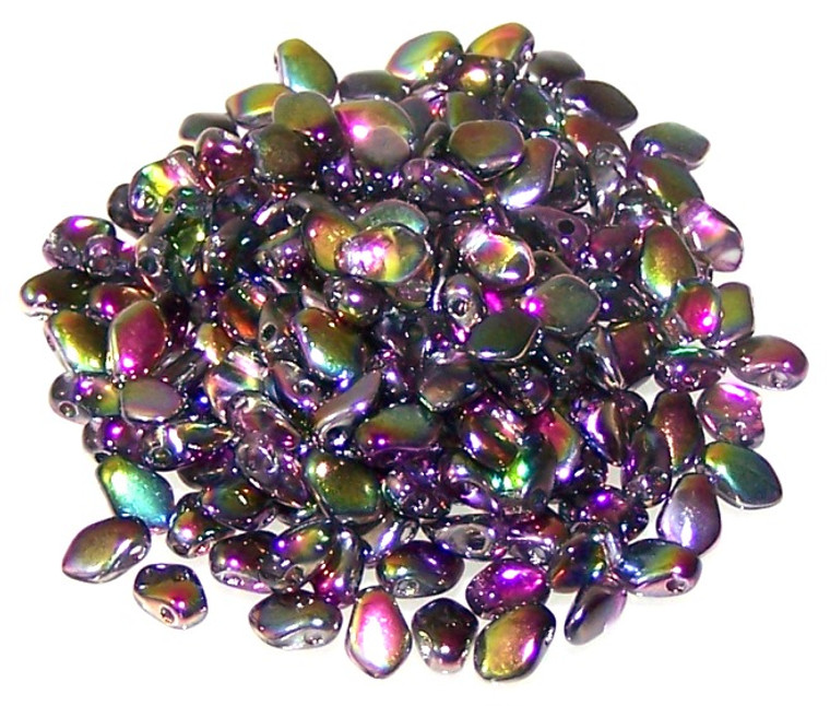 3x5mm Czech Glass Gekko Beads - Crystal Magic Purple