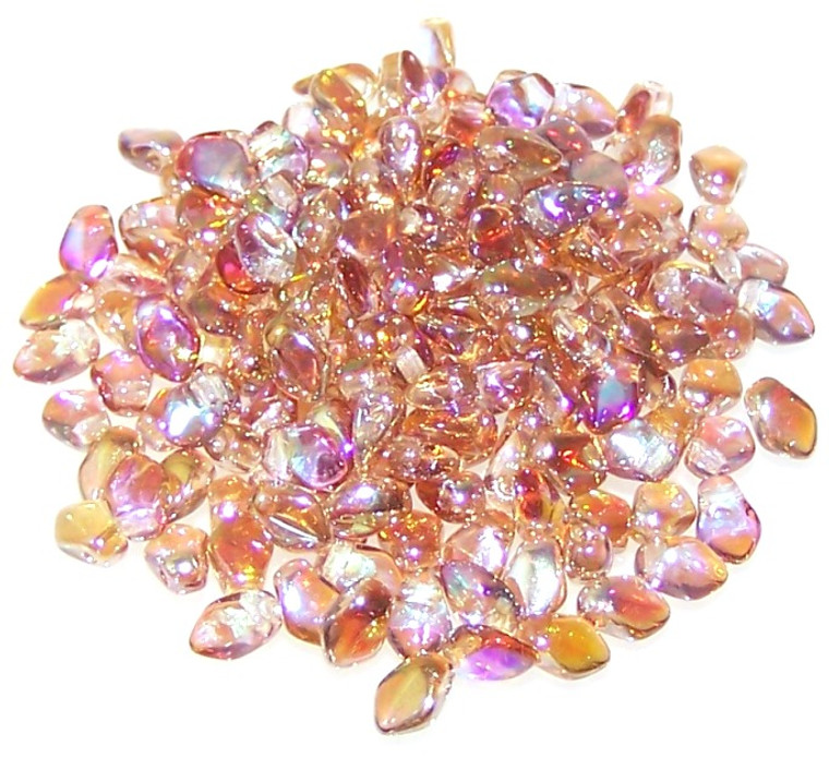 3x5mm Czech Glass Gekko Beads - Crystal Brown Rainbow
