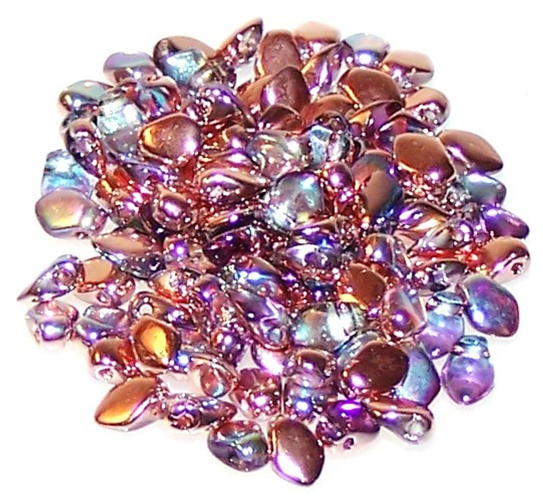 3x5mm Czech Glass Gekko Beads - Crystal Copper Rainbow