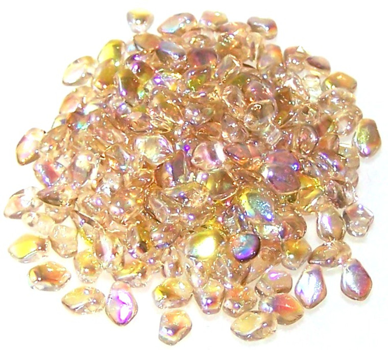 3x5mm Czech Glass Gekko Beads - Crystal Lemon Rainbow