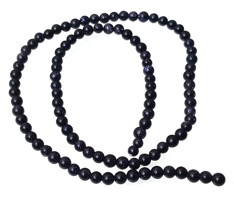 4mm Round Semiprecious Gemstone Beads - Blue Goldstone