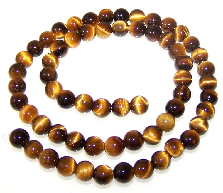 6mm Round Semiprecious Gemstone Beads - Natural Tiger Eye