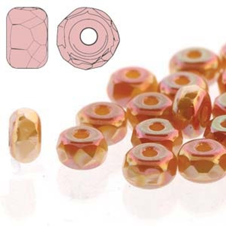 2.2x3mm Czech Glass Faceted Micro Spacers - Full Apricot