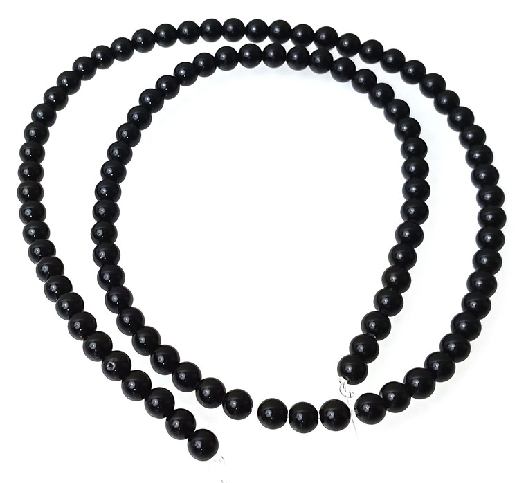 4mm Round Semiprecious Gemstone Beads - Black Onyx