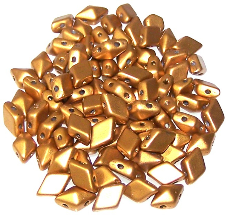 DiamonDuo 2-Hole Czech Glass 5x8mm Beads - Brass Gold