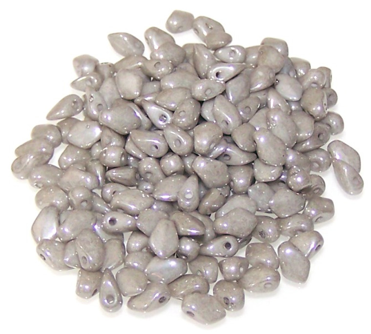 3x5mm Czech Glass Gekko Beads - Chalk White Grey Luster