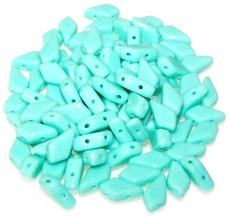 9x5mm Czech Glass Kite Beads - Turquoise Green