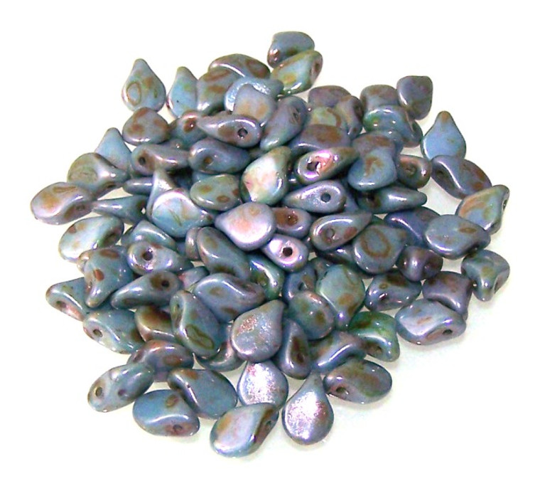 Czech Pip Beads - Alabaster Blue Luster