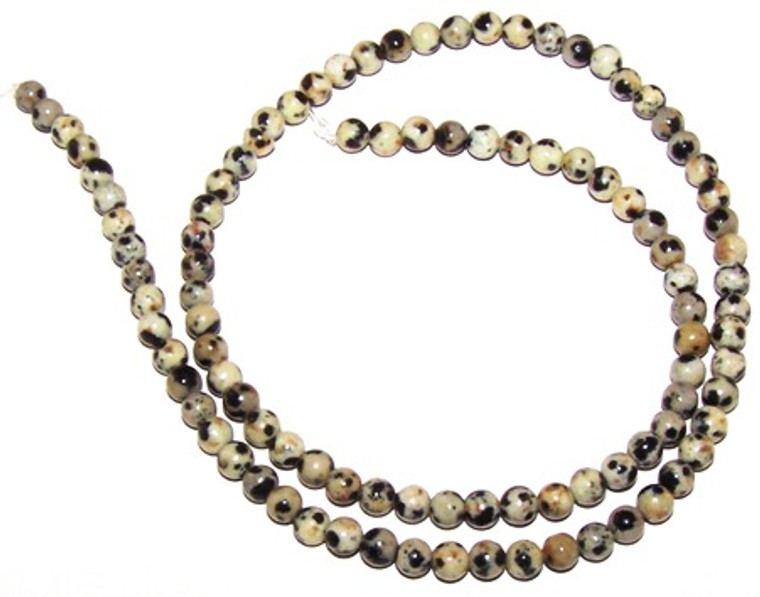 4mm Round Semiprecious Gemstone Beads - Dalmatian Jasper